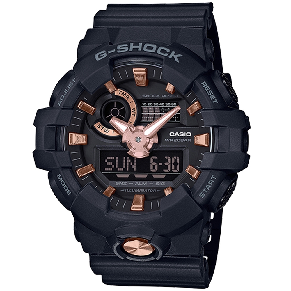 G-SHOCK  亮麗金屬感設計運動休閒錶-玫瑰金(GA-710B-1A4)/53.4