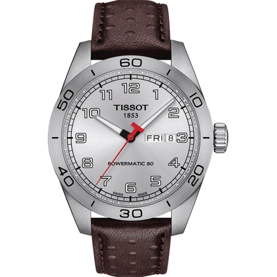 TISSOT 天梭 官方授權 PRS 516 賽車機械錶 送禮首選-銀x咖啡/42mm T1314301603200