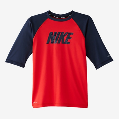 NIKE 男童短袖防曬衣 紅黑 NESS9711-614