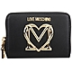 LOVE MOSCHINO 愛心字母金屬標誌皮革拉鍊零錢包(黑色) product thumbnail 1