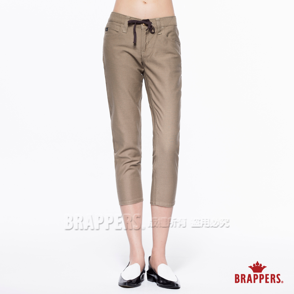 BRAPPERS 女款 Boy Friend Jeans-女用休閒抽繩七分反摺褲卡其