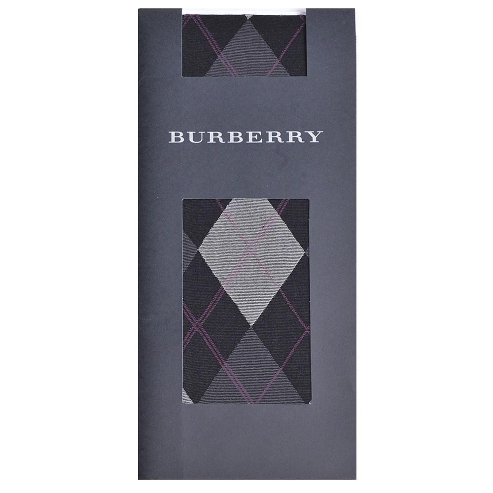 BURBERRY 經典蘇格蘭菱格紋花紋半統襪(黑色)