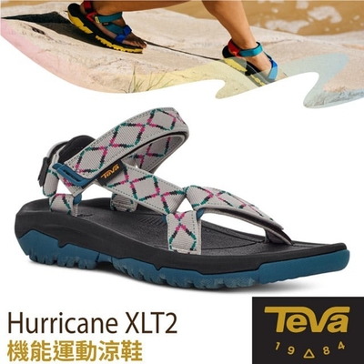 TEVA 抗菌 女 Hurricane XLT2 可調式 耐磨排汗運動織帶涼鞋(含鞋袋).溯溪鞋_鑽石城堡灰