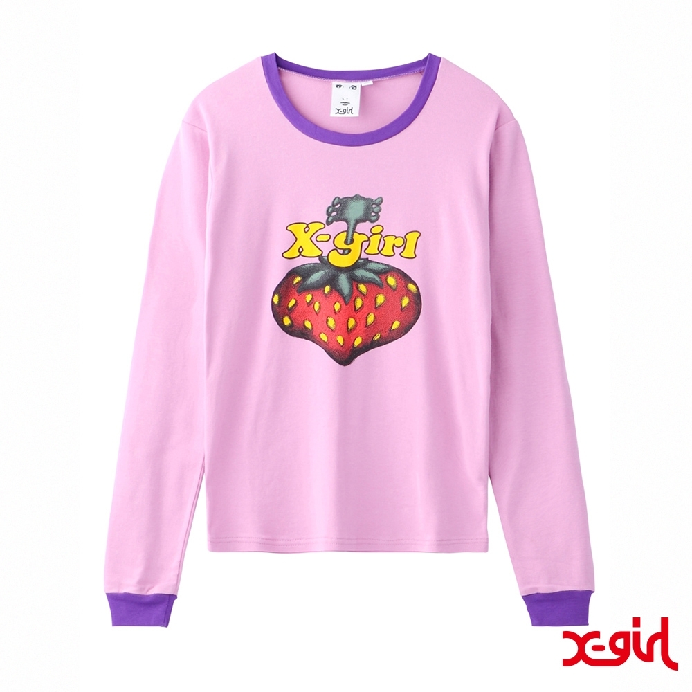 X-girl × HYSTERIC GLAMOUR BERRY L/S BABY聯名長袖T恤-粉| Yahoo奇摩