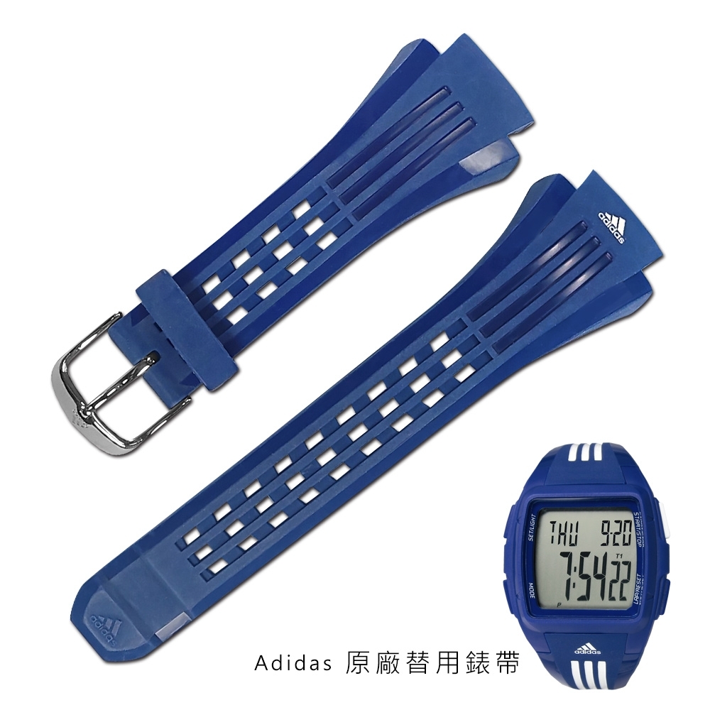 Watchband / 24mm / adidas 愛迪達 原廠橡膠 替用錶帶 藍色