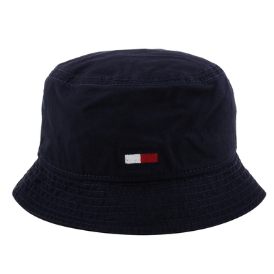 TOMMY HILFIGER-刺繡LOGO棉質中性漁夫帽(海軍藍)L~XL