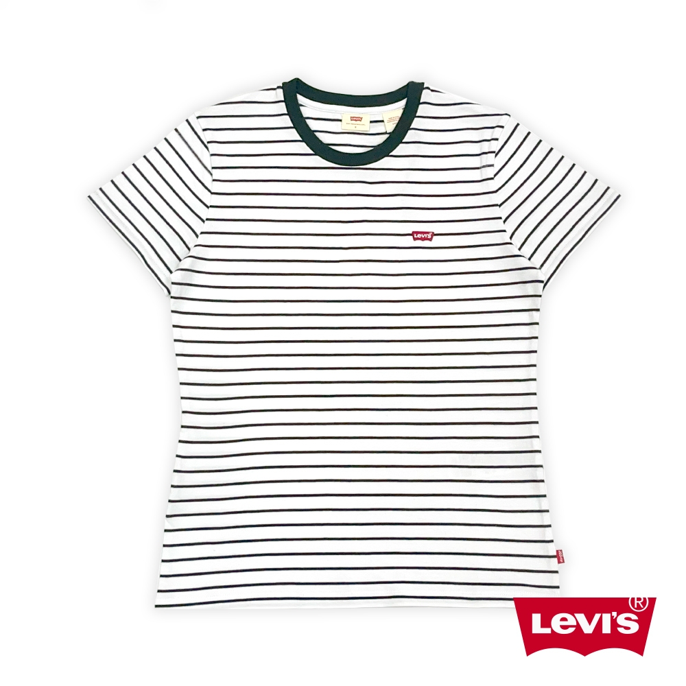 Levi's 女款 BatwingLOGO短袖條紋Tee恤