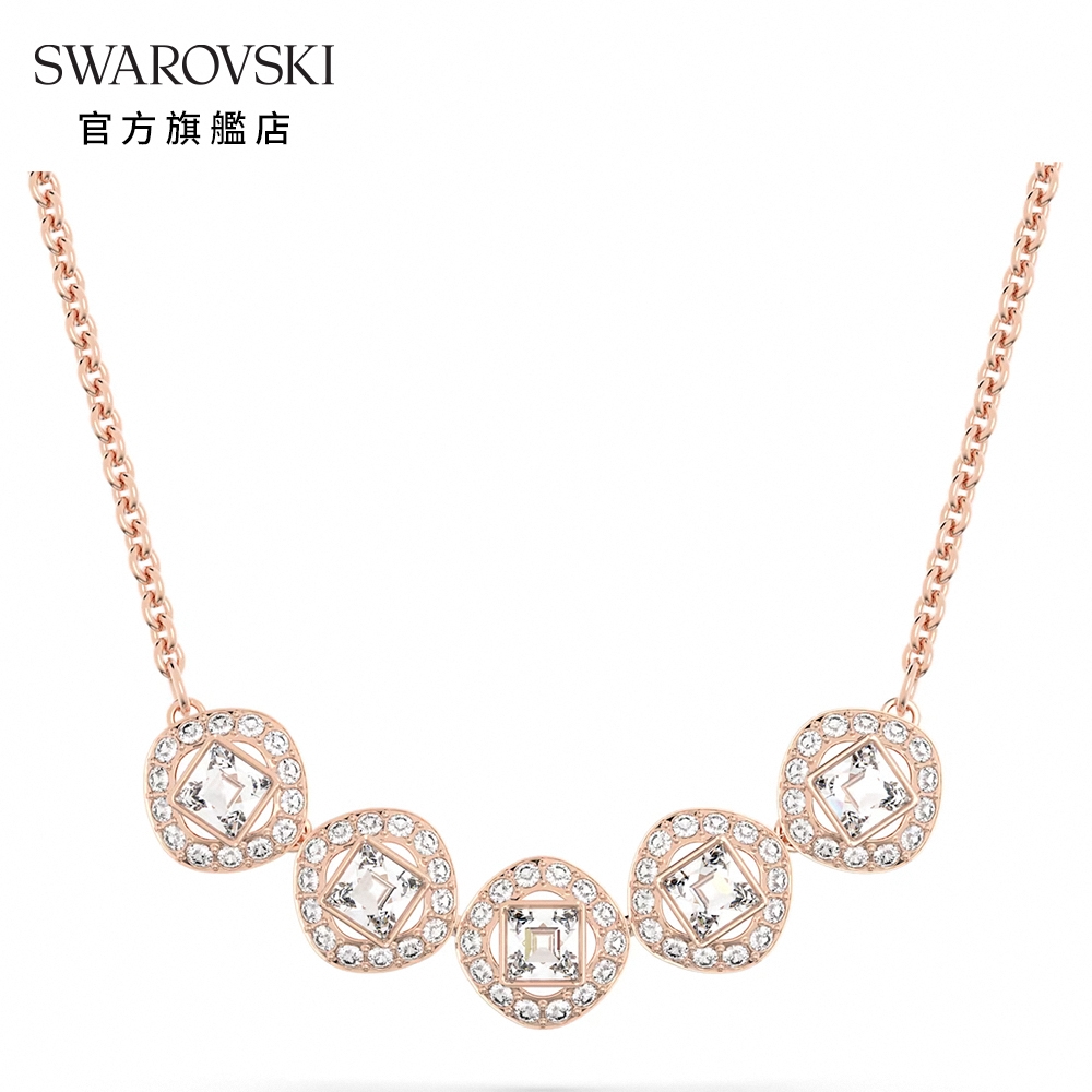 SWAROVSKI 施華洛世奇  Angelic 項鏈 方形、密鑲  白色  鍍玫瑰金色調