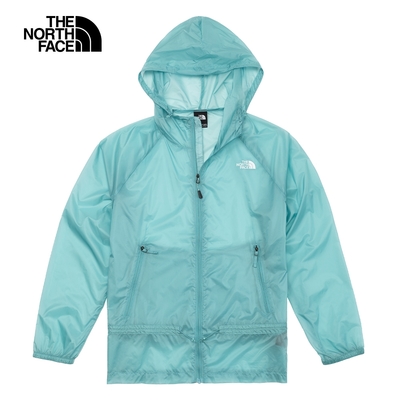 【The North Face 官方旗艦】北面女款藍色防潑水可收腰連帽外套｜7WCTLV2