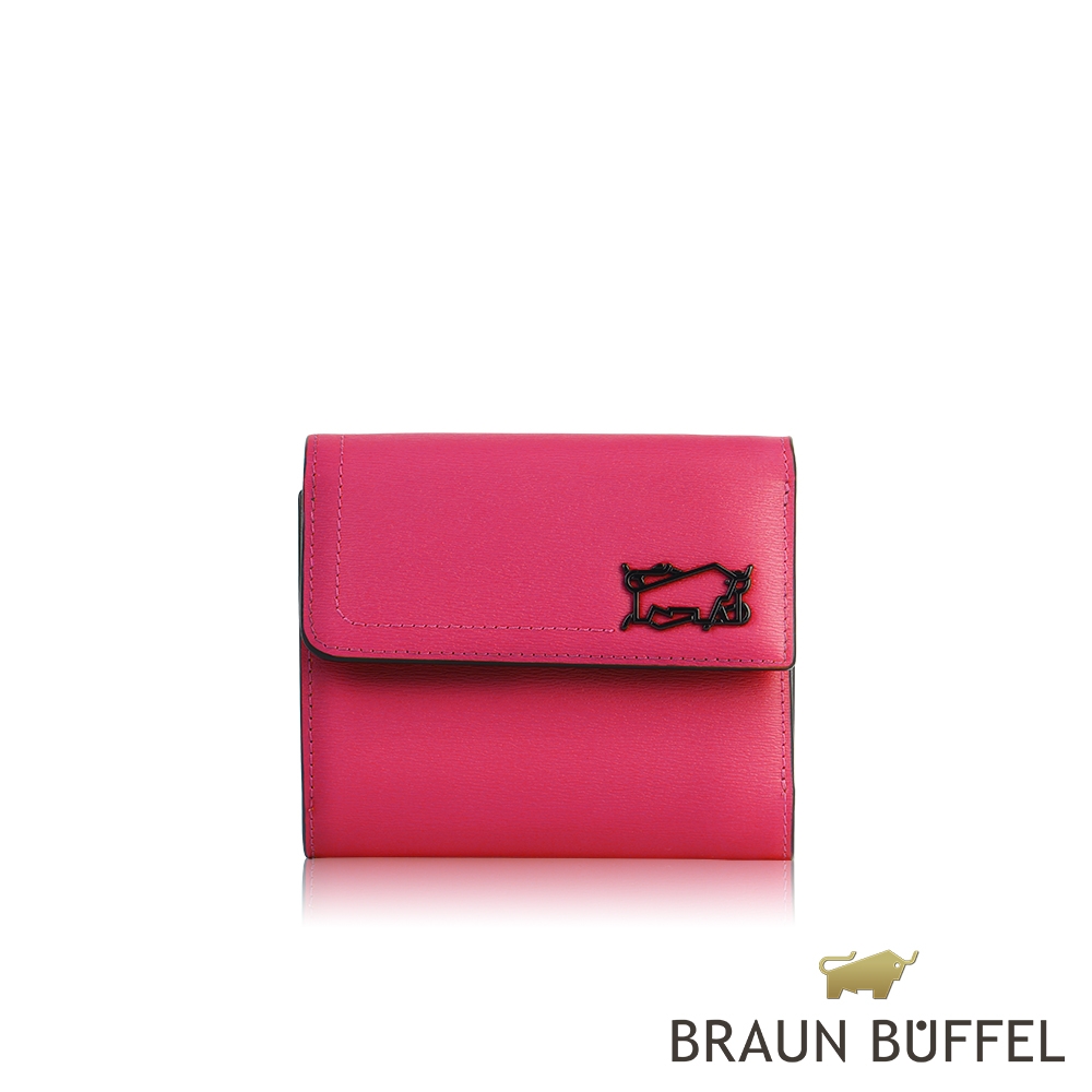 【BRAUN BUFFEL 德國小金牛】台灣總代理 索內特-1 9卡三折短夾-蘭花色/BF691-414-OF