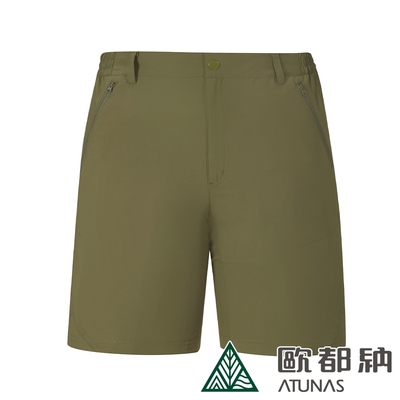 【ATUNAS 歐都納】男款彈性短褲A1PA2410M橄綠/吸濕排汗/透氣舒適/休閒五分褲