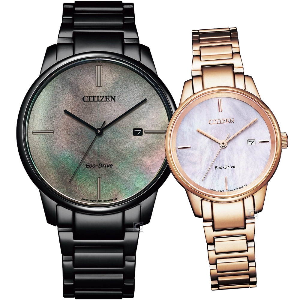 CITIZEN 真愛恆久 光動能對錶(BM7525-84Y+EW2593-87Y)