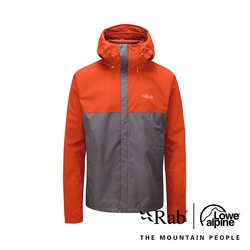 【RAB】Downpour Eco Jacket 輕量防風防水連帽外套 男款 爆竹橘/石墨灰 #QWG82