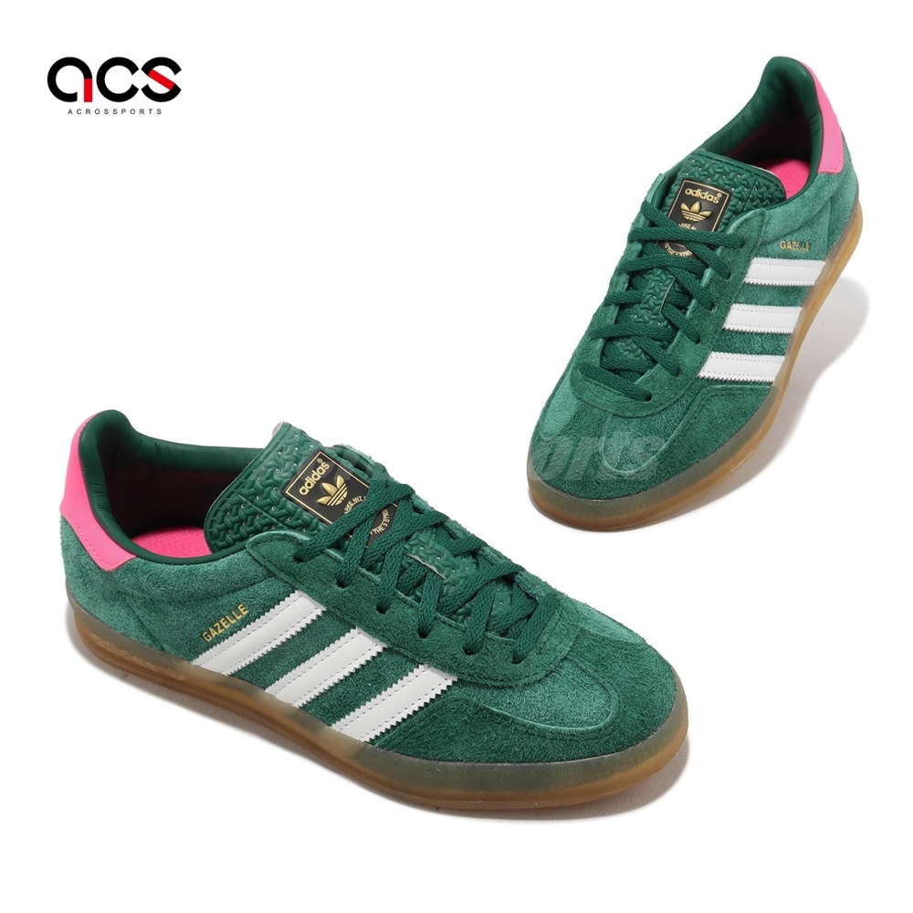 adidas 休閒鞋Gazelle Indoor W 女鞋綠粉紅復古膠底愛迪達IG5929