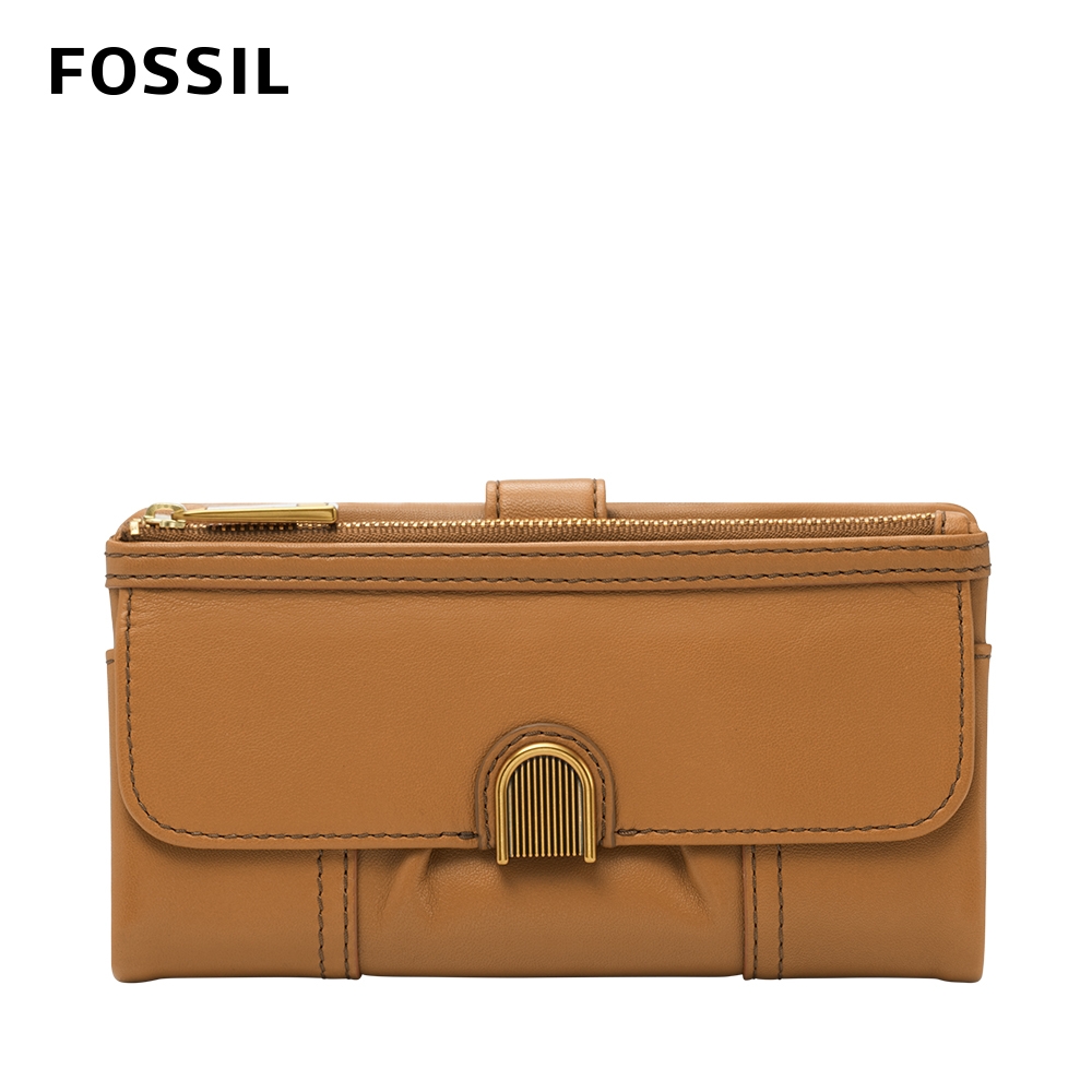 FOSSIL Cora 掀蓋釦式手拿長夾-駝色 SL6464231