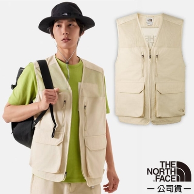 【The North Face】男 工裝風多口袋棉質混紡透氣背心_87V4-3X4 礫石沙