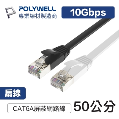 POLYWELL CAT6A 高速網路扁線 50公分