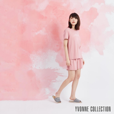 YVONNE 膠原美膚短袖上衣-暗粉