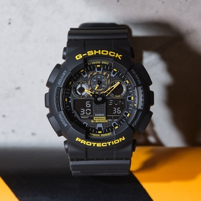 CASIO 卡西歐 G-SHOCK 黑黃配色系列 雙顯手錶 送禮首選 GA-100CY-1A