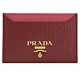 PRADA 金屬LOGO水波紋牛皮簡易卡片名片夾(暗紅/粉) product thumbnail 1