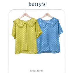betty’s貝蒂思　點點雪紡荷葉邊水手圓領襯衫(共二色)
