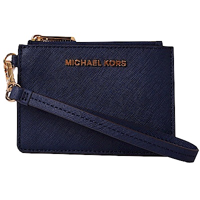 MICHAEL KORS KINSLEY 卡片吊飾零錢包卡夾包-深藍