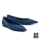 低跟鞋 AS 率性優雅LOGO燙字丹寧尖頭低跟鞋－藍 product thumbnail 1