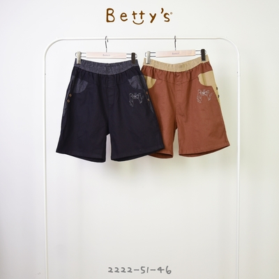 betty’s專櫃款　刺繡拼接鬆緊短褲 (黑色)