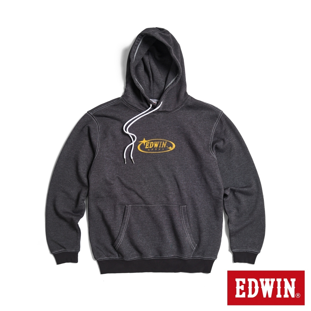 EDWIN 東京散策系列 EDWIN之星連帽長袖T恤-男女-黑灰色