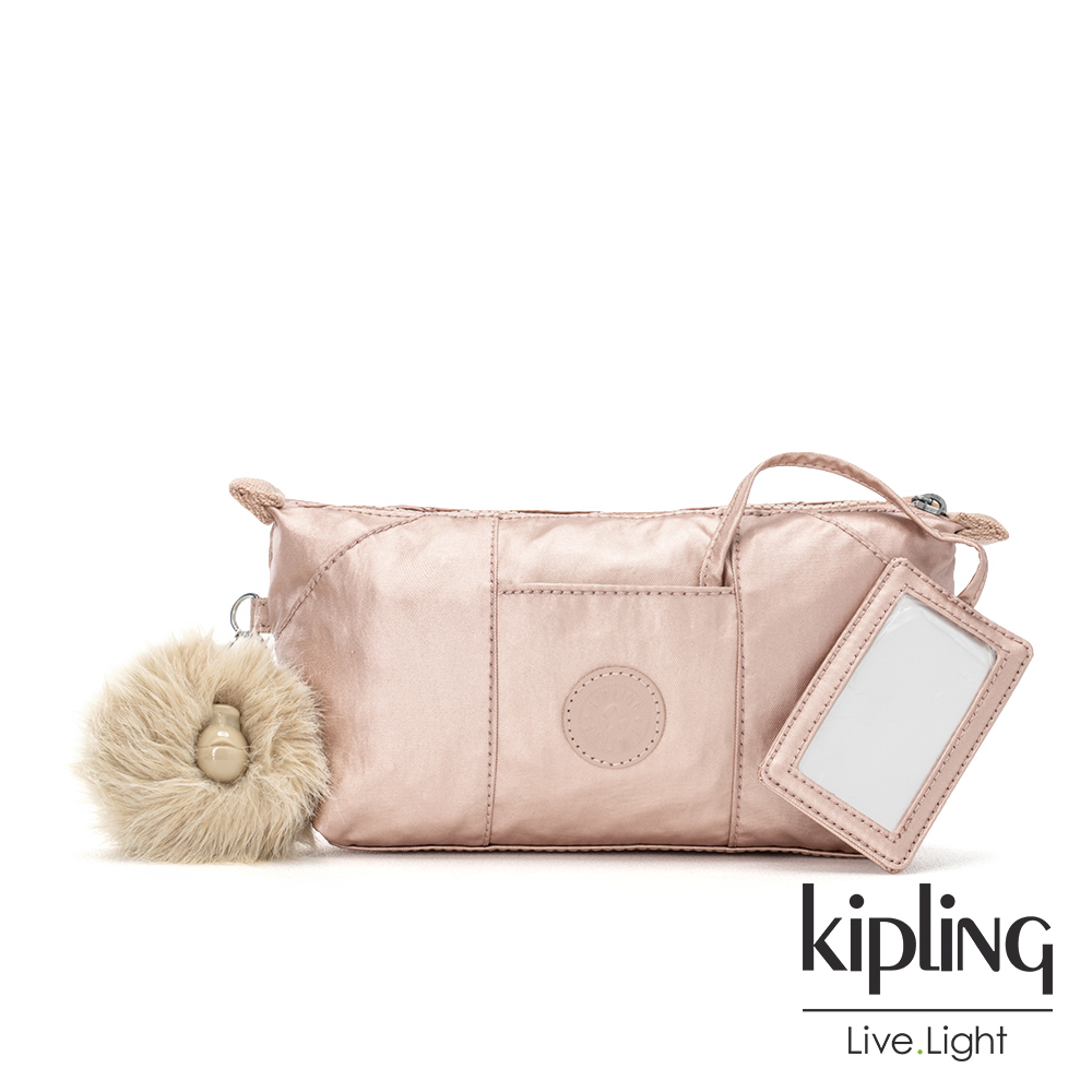 Kipling 金屬光暈微醺粉附隨身鏡化妝包-ART POUCH