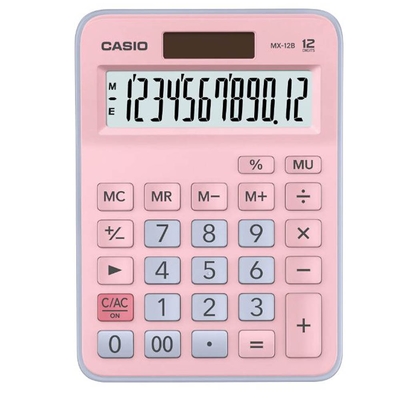 CASIO 12位元新撞色配色設計商務系列計算機-藍X粉紅(MX-12B-PKLB)