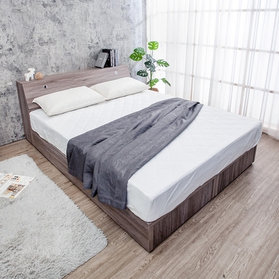 Boden-米恩5尺雙人床房間組-3件組-床頭箱+六分床底+A1舒柔緹花床墊(古橡色-七色可選)