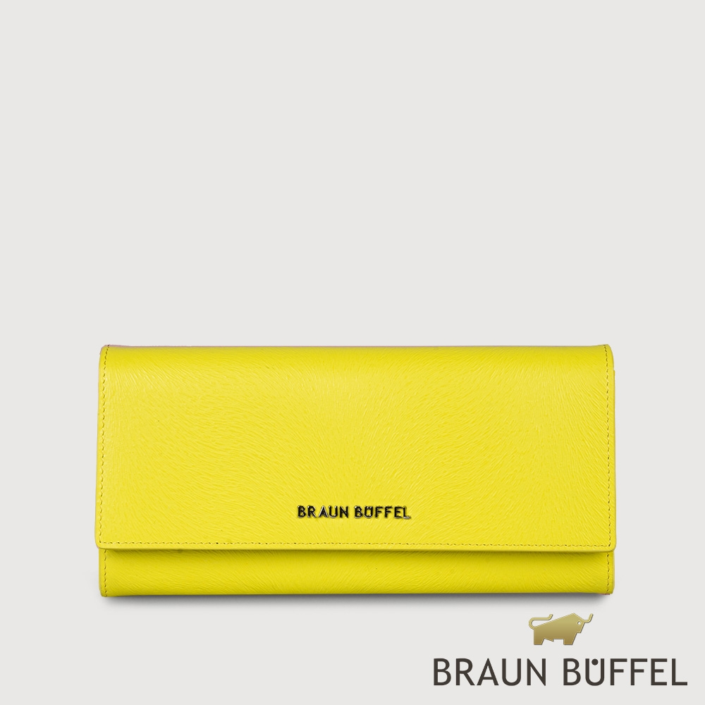 【BRAUN BUFFEL 德國小金牛】台灣總代理  萊納斯 11卡RFID防盜兩折中夾-青檸色BF835-502-CYL