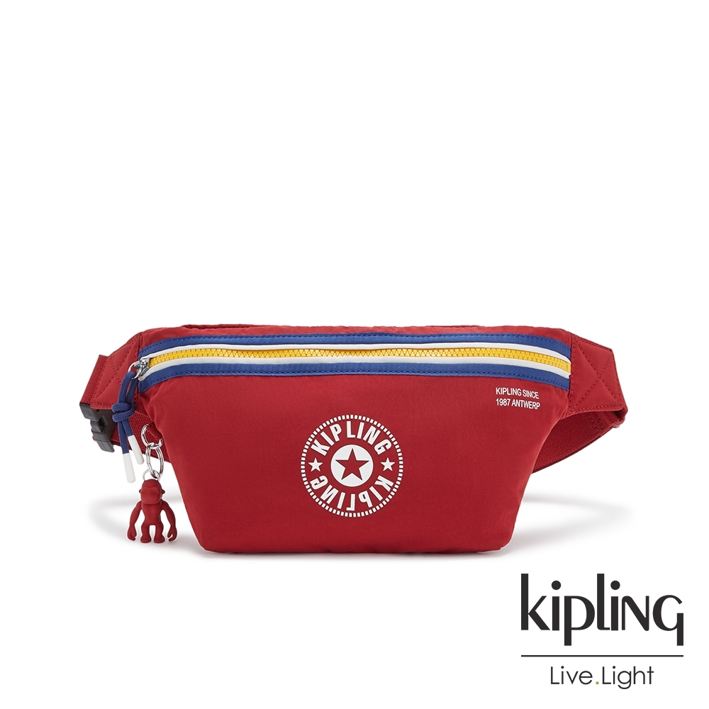 Kipling 熱情胭脂紅簡約方便隨身腰包-VASKO