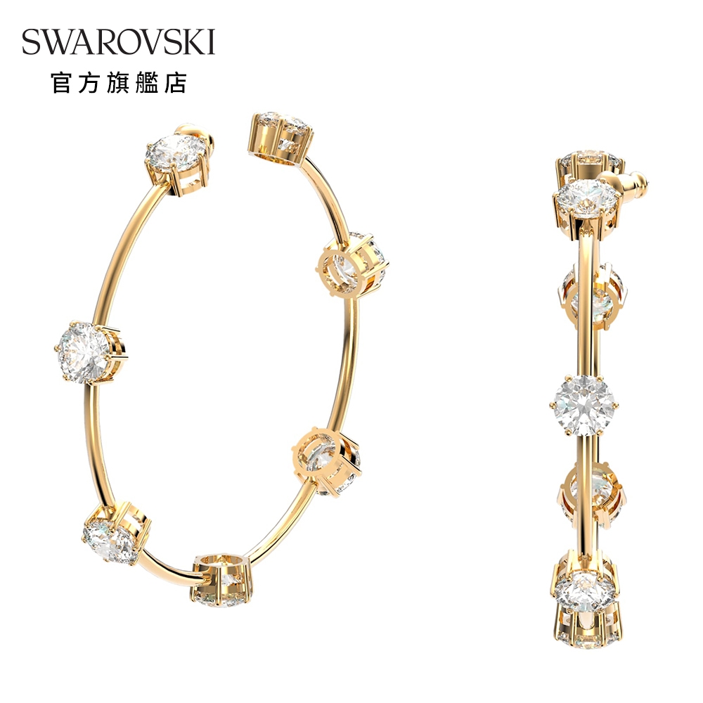 SWAROVSKI 施華洛世奇 Constella 耳環白色, 鍍金色調