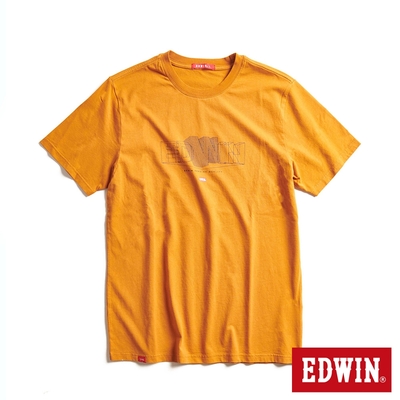 EDWIN 網路獨家 3D立體毛邊線條LOGO短袖T恤-中性-黃褐色