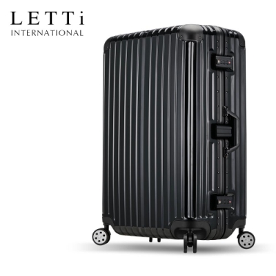 LETTi 太空鋁行II 29吋PC 抗壓凹槽鏡面鋁框行李箱(黑色)