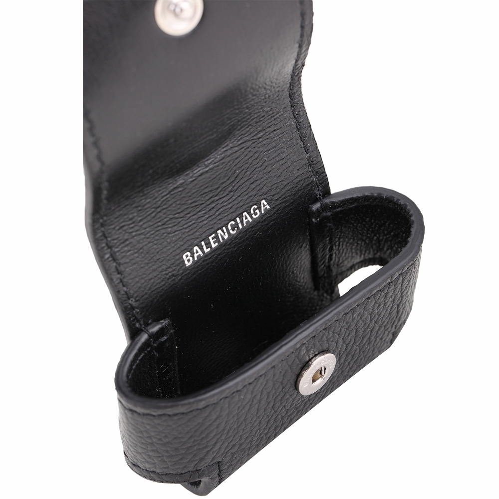 BALENCIAGA Cash AirPods Pro 粒面牛皮耳機套/鑰匙圈(黑色) | 歐系精品