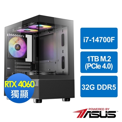 華碩B760平台[摩藤遊俠]i7-14700F/32G/RTX 4060/1TB_M2