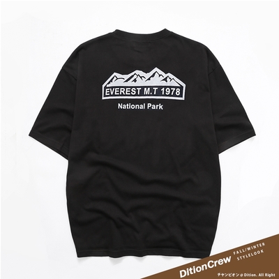 DITION 雪山剪影oversize落肩短T 山系短袖上衣 居家寬鬆 美式休閒 大小霸snowpeak