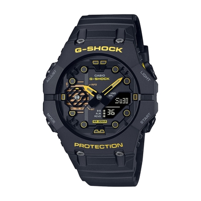 CASIO卡西歐 G-SHOCK 藍牙 潮流警示 搶眼黑黃 碳纖維核心防護 機械戰甲 GA-B001CY-1A_46mm