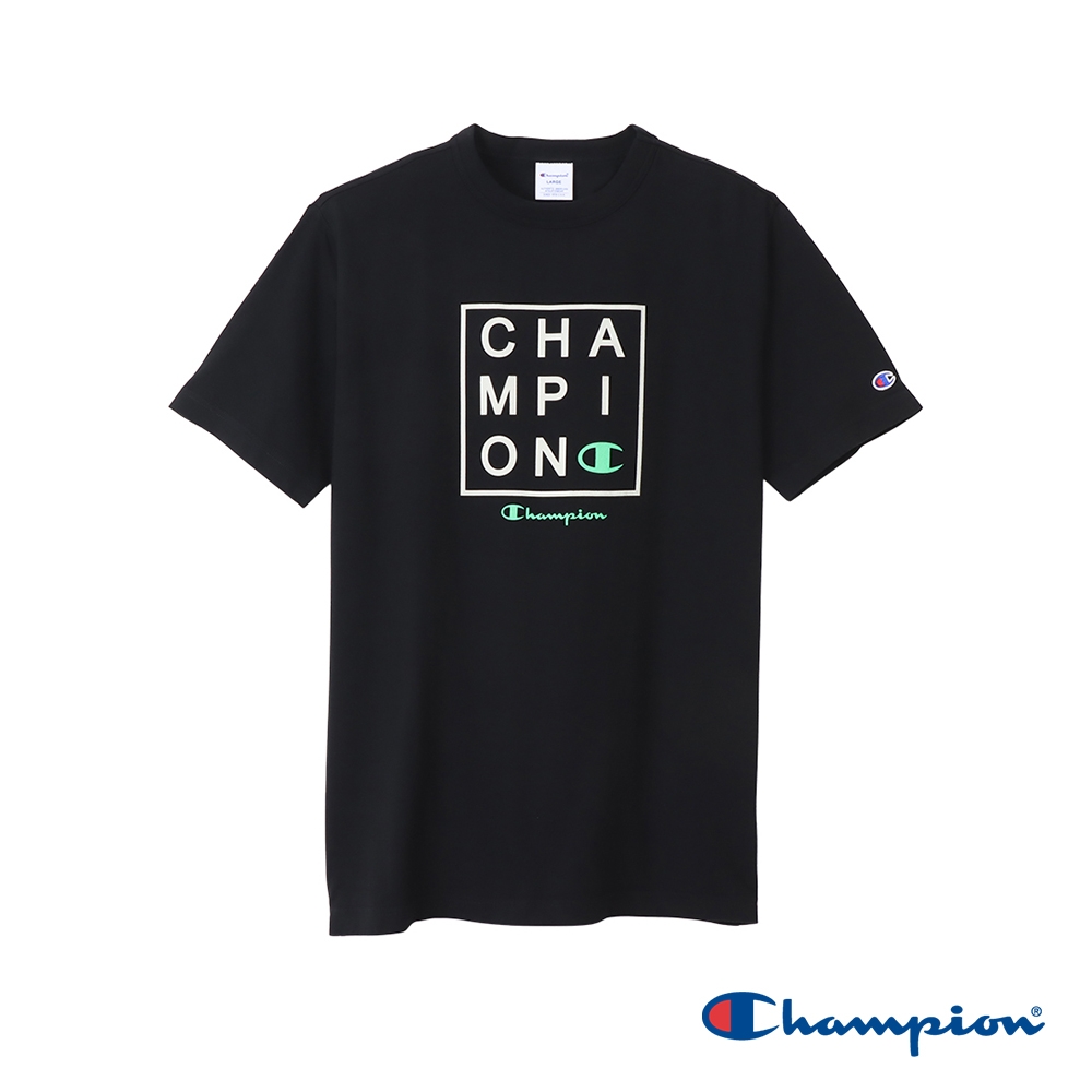 Champion-印花圖騰短袖T恤-男(黑色)