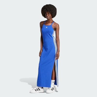 adidas 愛迪達 連身洋裝 女款 長裙 三葉草 亞規 3 S DRESS MAXI 藍 IR8139