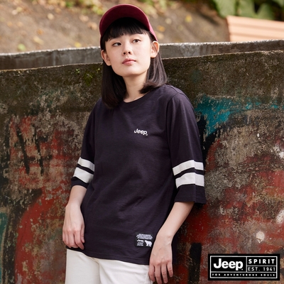 JEEP 女裝 美式休閒百搭短袖T恤-黑色