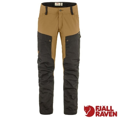 【Fjallraven 北極狐】男 Keb Trousers M 23 彈性耐磨登山健行長褲.多口袋工作褲_87176-030-232 深灰/蕎麥棕