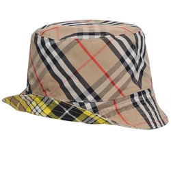 BURBERRY Vintage Check LOGO經典格紋雙面用漁夫帽(駝