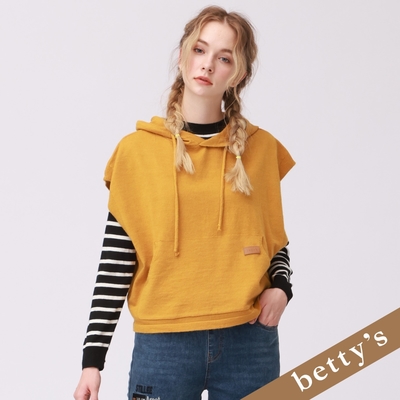 betty’s貝蒂思 連帽抽繩口袋針織背心上衣(黃色)