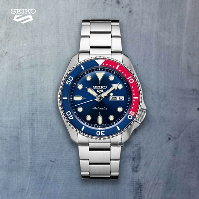 SEIKO 精工 5 Sports 系列 可樂圈潮流機械錶(4R36-07G0R/SRPD53K1)-紅藍/42.5mm_SK043