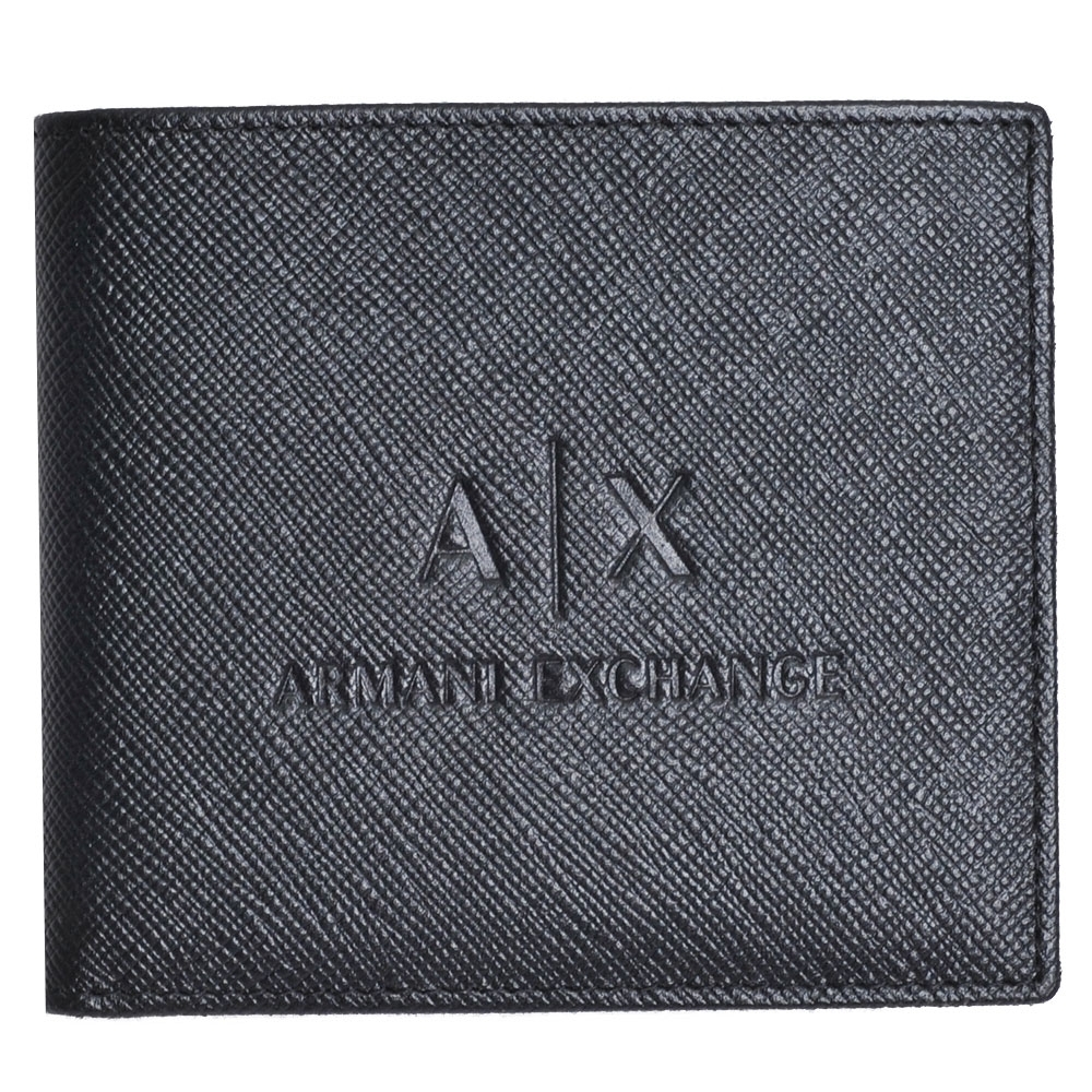 ARMANI EXCHANGE 經典防刮壓紋品牌LOGO卡片零錢短夾(黑)