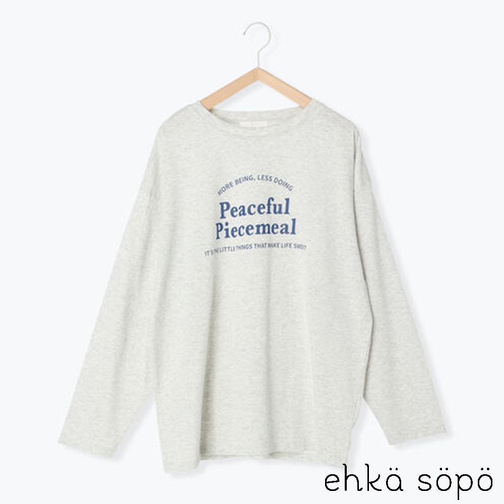 ehka sopo  Peaceful定番落肩圓領長袖T恤